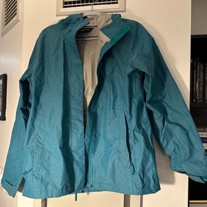 North face womens hooded raincoat / rain jacket - size medium , teal